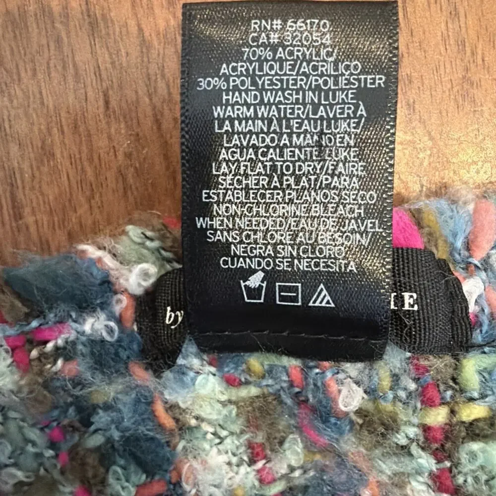 Anthropologie Nolan Tweed Colorful Scarf Wrap Shawl Fringe‎ Bohemian Cabin Cozy